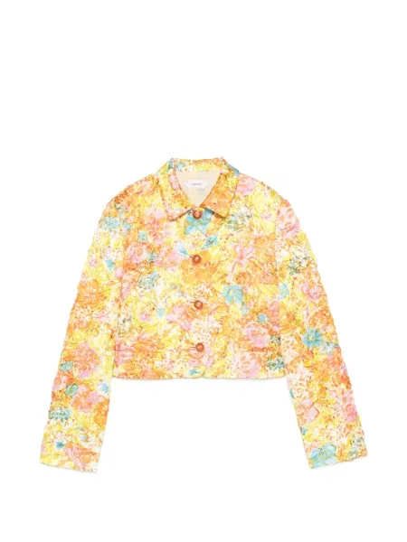Decupat geacă Versace cu model floral cu imagine galben