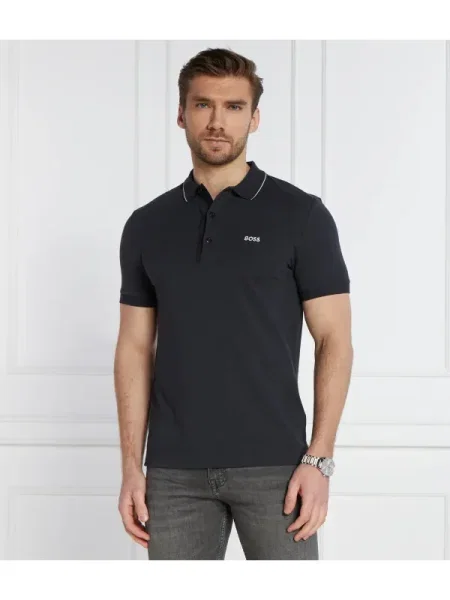 BOSS Tricou Paule 4 albastru noapte / alb verde