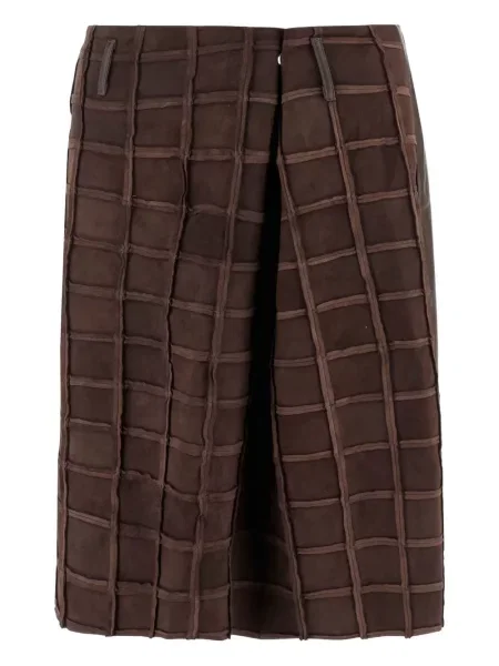 Spódnica skórzana Niccolò Pasqualetti do kolan brązowa