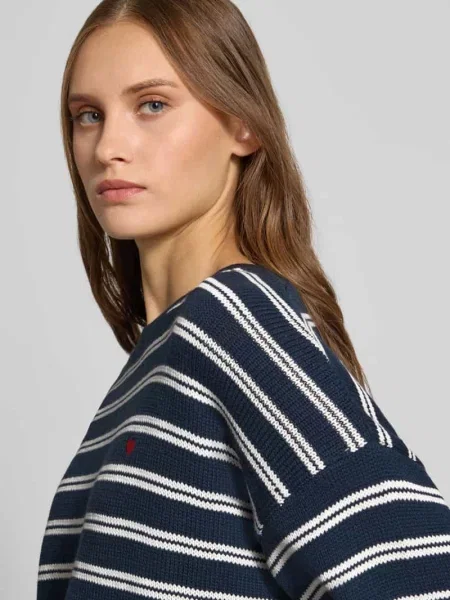 Oversized sweter z mieszanki bawełny Review granatowy