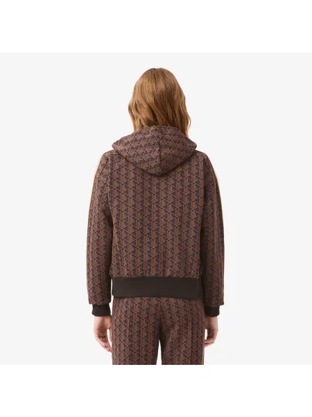 Lacoste Bluza Z Kapturem Z Monogramem Regular Fit brązowa