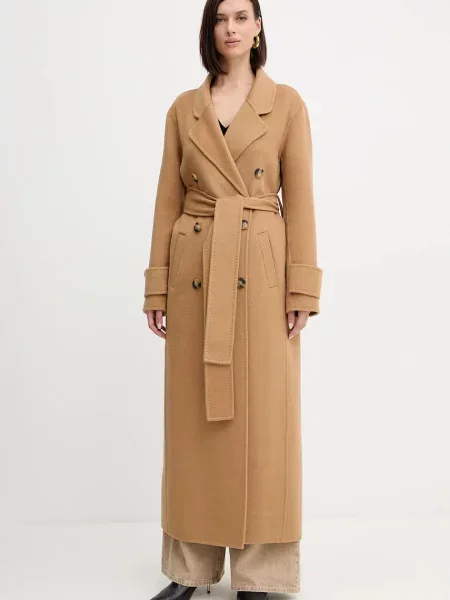 Fracomina płaszcz z wełną beżowy