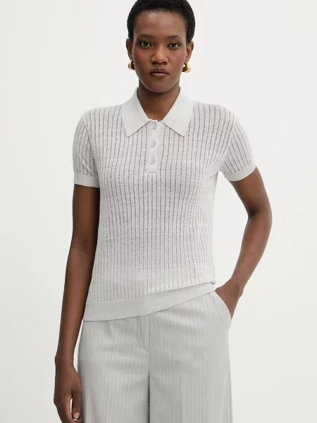 Patrizia Pepe polo swetrowe lniane szara