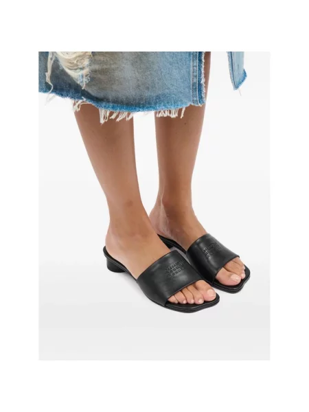 Klapki Mm6 Maison Margiela skórzane czarne
