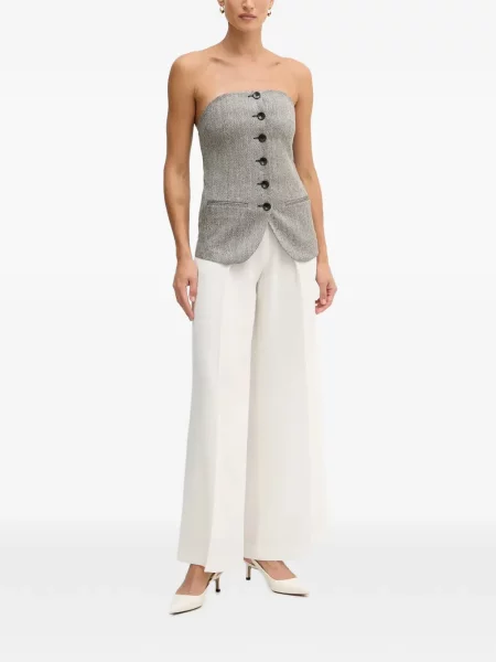 Top Sisley cu model herringbone fără bretele gri