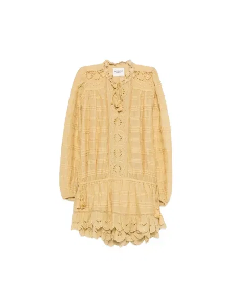 Sukienka bawełniana Marant Etoile garniturowa żółta