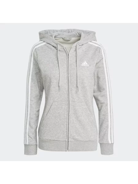 Bluza z kapturem Adidas w paski frotte biała
