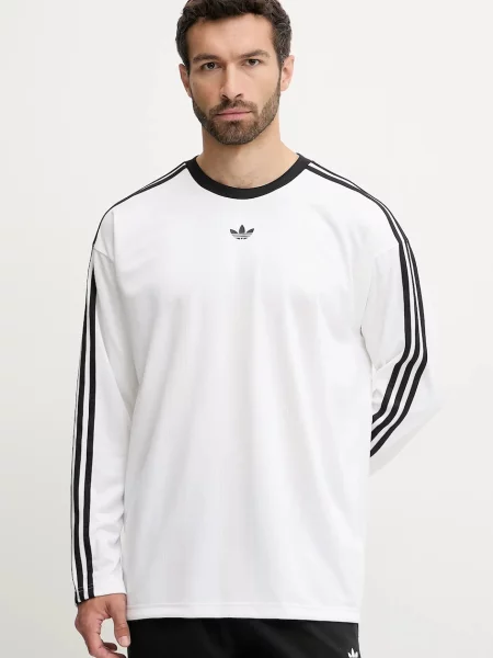 Тениска с дълъг ръкав Adidas Originals от джърси с апликация бяло