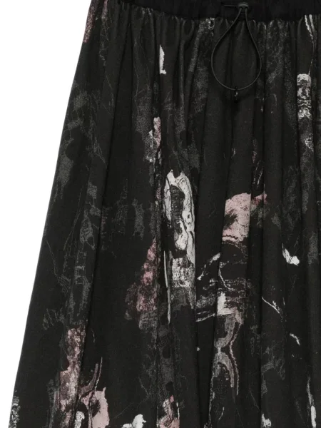 Φούστα Yohji Yamamoto με σχέδιο με αφηρημένο print με κορδόνι μαύρο