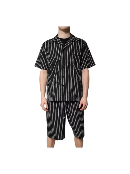 Piżama Dolce And Gabbana w paski z paskiem biała