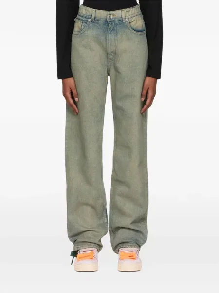 Blugi Off-white cu talie înaltă alb