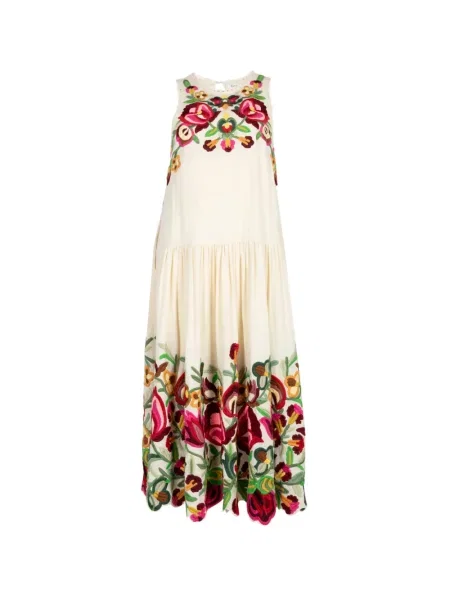 Rochie midi Sea cu broderie cu model floral