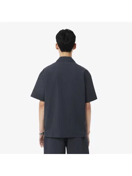 Lacoste Koszula Seersucker O Luźnym Kroju czarny