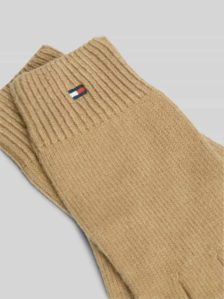 Rękawiczki z mieszanki bawełny z dodatkiem wełny Tommy Hilfiger beżowe