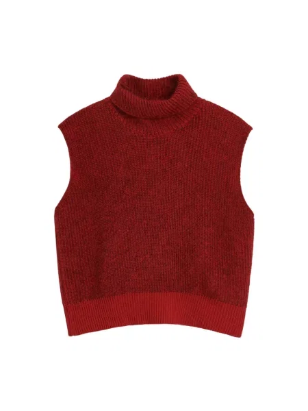 Sweter Soulland z kaszmiru z wysokim kołnierzem czerwony
