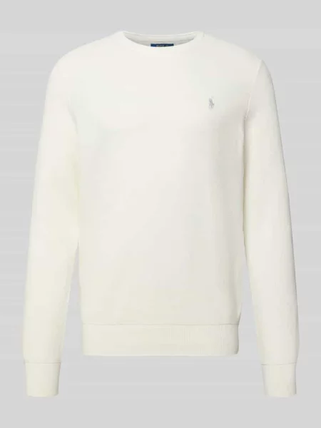 Sweter z dzianiny z wyhaftowanym logo Ralph Lauren biały