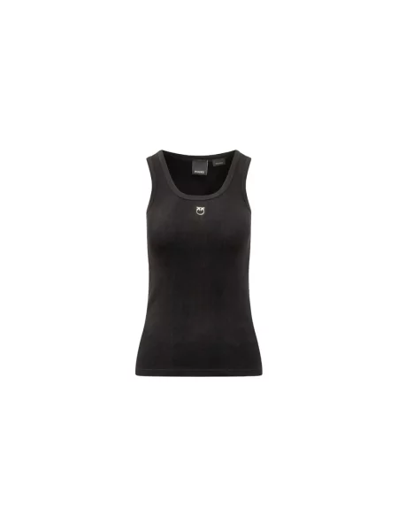 Top Pinko z okrągłym dekoltem na ramiączkach czarny