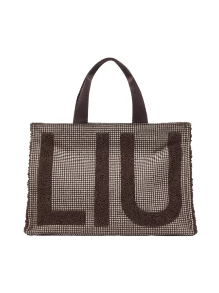 Torba typu tote z detalami z logo Liu Jo White brązowa