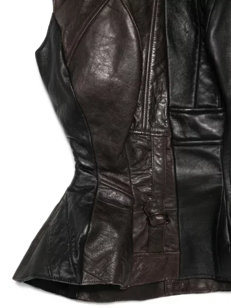 Cu peplum top Alainpaul din piele maro