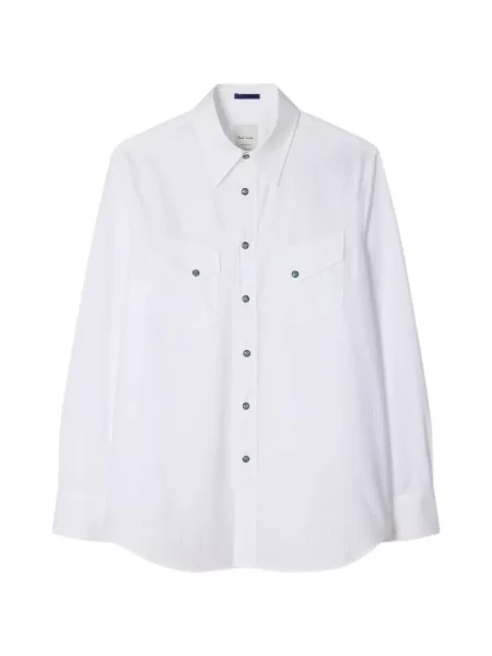 Cămașă Paul Smith cu dungi din țesătură twill alb