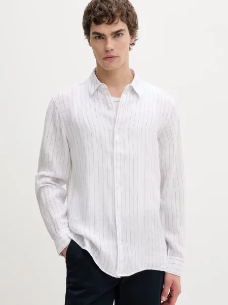 Calvin Klein cămașă pentru bărbați din in alb