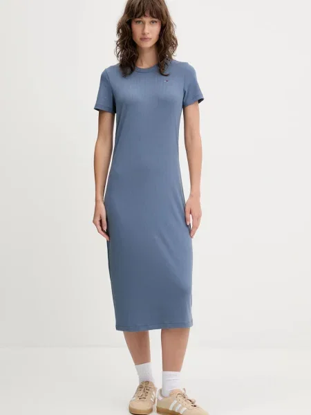 Tommy Jeans sukienka midi rozkloszowana niebieski