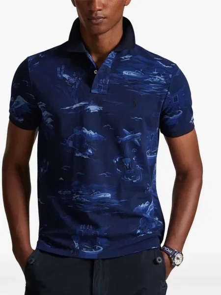 Krótka czapka z daszkiem Polo Ralph Lauren w jodełkę jednorzędowa niebieska