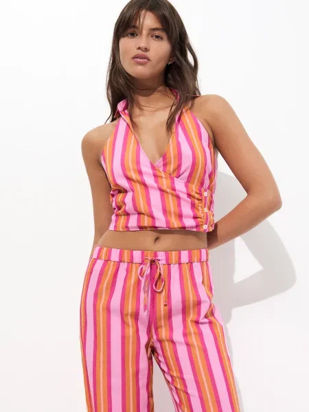 Pull&Bear Top portocaliu mandarină închis roz