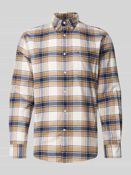 Koszula flanelowa o kroju regular fit z czystej bawełny Tommy Hilfiger beżowa