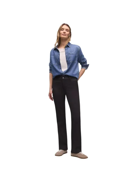 Pantaloni Street One streetstyle din țesătură twill negru