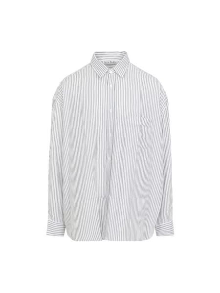 Koszula Acne Studios w paski z paskiem niebieska
