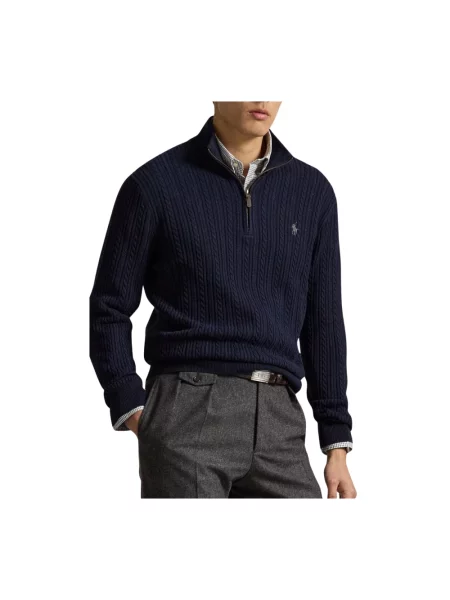 Dzianinowy sweter Polo Ralph Lauren niebieski