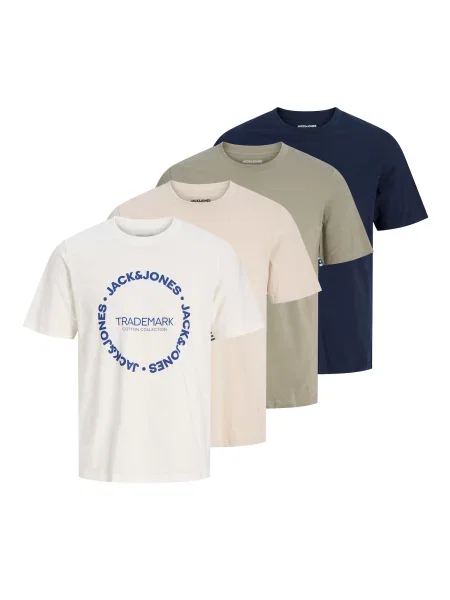 JACK & JONES Tricou JJBENSON bej deschis / bleumarin / kaki alb
