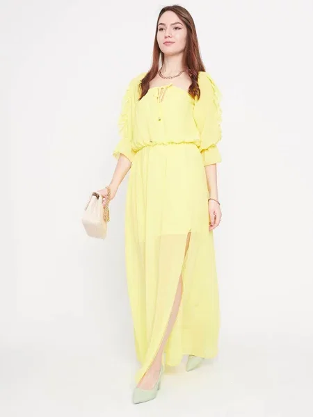 Maxi rochie maxi Resti cu legături galben