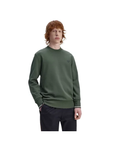 Bluza Fred Perry z dekoltem w kształcie litery U zielona