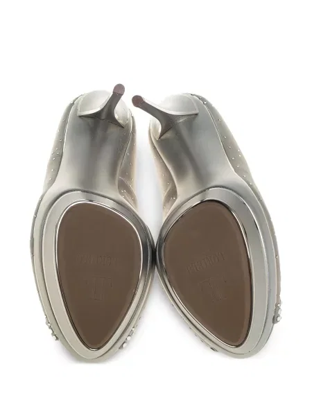 Pantofi cu toc Loriblu din satin de cristal argintiu