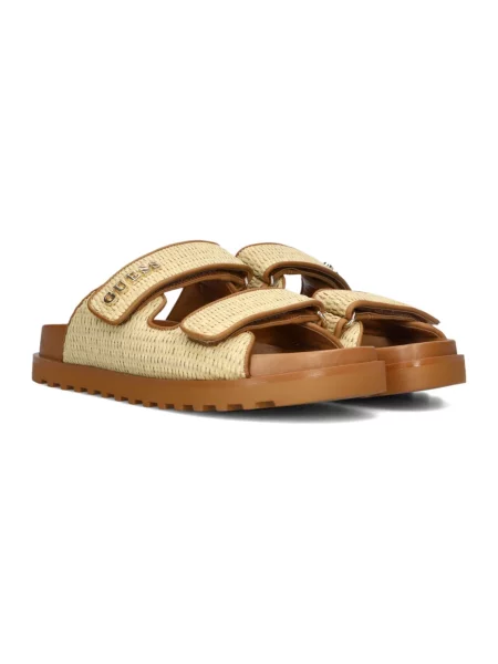 Klapki Guess z logo biznesowe beżowe