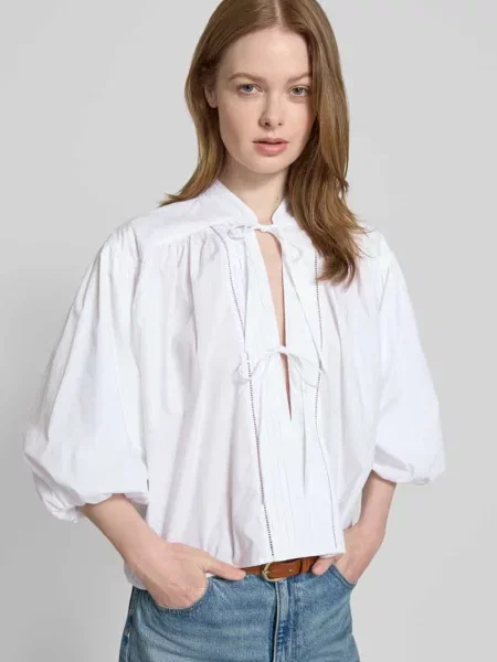 Bluzka o luźnym kroju z czystej bawełny model ‘BALES’ biała