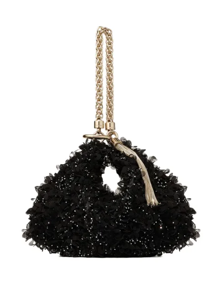 Geantă plic Jimmy Choo cu model floral negru