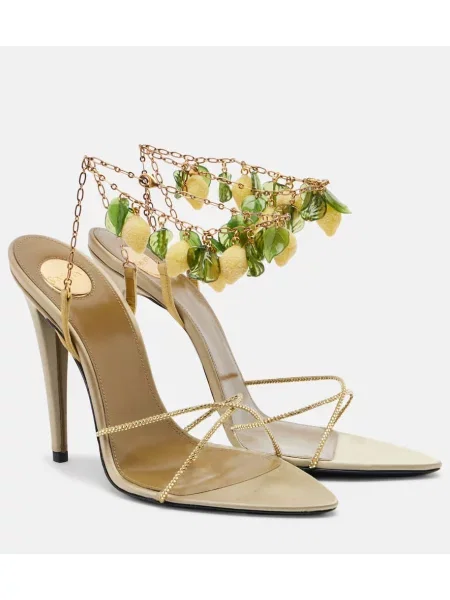 Sandale Saint Laurent din piele slingback galben