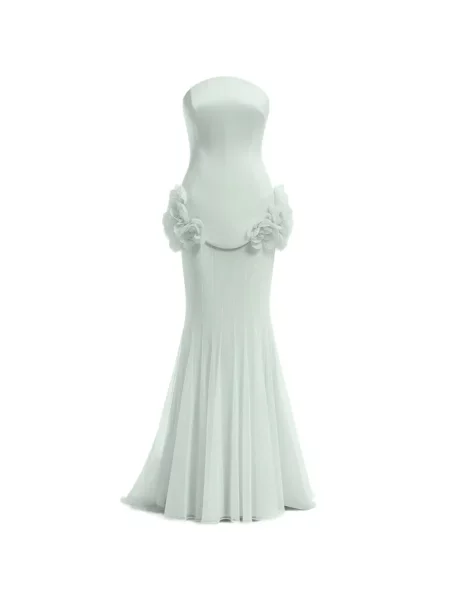 Rochie Gemy Maalouf cu model floral fără bretele verde
