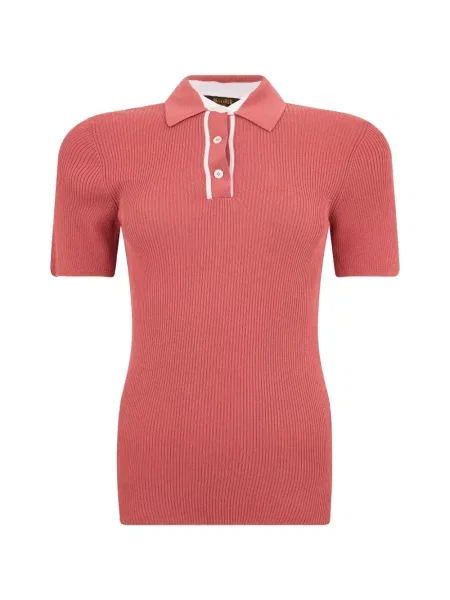 Scurt tricou polo Moorer tricotate roz