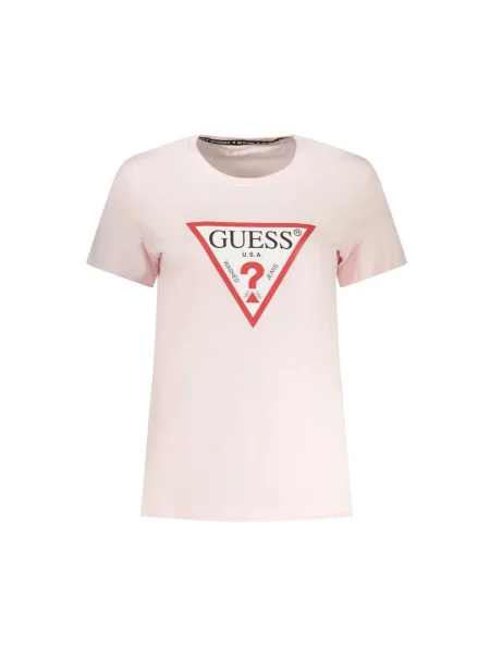 Guess Koszulki Kobieta XL T-Shirt z Krótkim Rękawem różowy