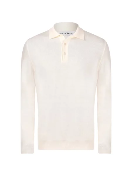Lung tricou polo Gran Sasso alb