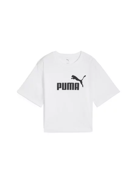 PUMA luźna koszulka z logo ESS Cropped Odzież S biały