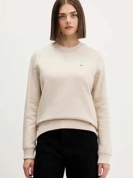 Tommy Jeans bluza gładka beżowy