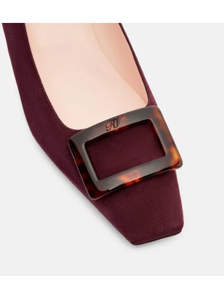 Pantofi cu toc Roger Vivier din piele de căprioară bordo