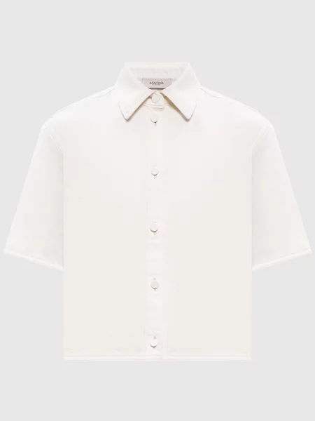 Джинсова сорочка кольору айворі з льоном Agnona бежева