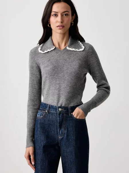 Twinset pulover pentru femei cu amestec de lână gri