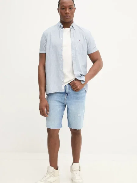 Tommy Jeans koszula regular z kołnierzykiem button-down niebieski